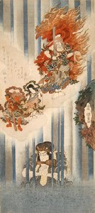 Actors Ichikawa Danjuro VII as Mongaku and Matsumoto Koshiro V as Fudo-myoo