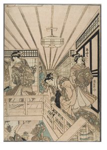 Scene from the Shin Yoshiwara (Triptych) by Utagawa (1786-1865) Kunisada