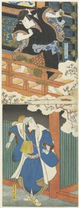 Nakamura Utaemon II as Ishikawa Goemon, Mimasu Daigoro IV as Mashiba Hisayoshi by Utagawa Hirosada