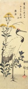 Patrinia, Chinese Bellflower and a Crane, March 1853 by Utagawa Hiroshige