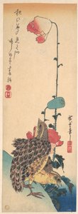 A Pair of Quails and Poppies by Utagawa Hiroshige