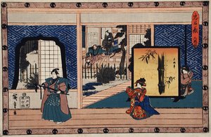 Act II: Konami Receiving Rikiya while Her Mother Watches; Honzō Holds a Pine Branch after Cutting with Wakasanosuke