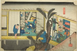 Akasaka: Waitresses at an Inn, from the series Fifty-three Stations of the Tokaido by Utagawa Hiroshige