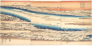 Celebrated Places in the Eastern Capital: Panoramic View of the Sumida River in Snow by Utagawa Hiroshige