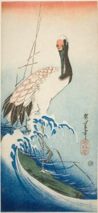 Crane and Waves by Utagawa Hiroshige