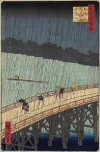Distant View of Atake in Evening Shower Over the Ohashi Bridge, July 1857