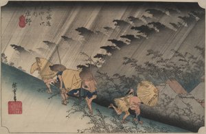 Driving Rain at Shōno, from the series Fifty-three Stations of Tōkaidō by Utagawa Hiroshige