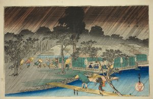 Evening Shower at the Bank of Tadasu River, from the series "Famous Places in Kyoto"