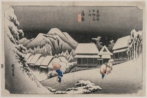 Evening Snow at Kambara (number sixteen of the series Fifty-three Stations of the Tokaido) by Utagawa Hiroshige