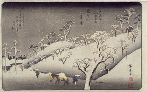 Evening Snow on the Asuka Mountain, from Eight Views of Environs of Edo, c.1838 by Utagawa Hiroshige