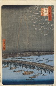 Fireworks by Ryogoku Bridge One Hundred Famous Views of Edo by Utagawa Hiroshige