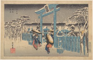 Gion Shrine in Snow by Utagawa Hiroshige