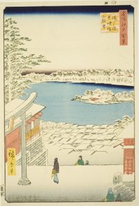Hilltop View from Yushima Tenjin Shrine (Yushima Tenjin sakaue tenbo), from the series "One Hundred Famous Views of Edo (Meisho Edo hyakkei)" by Utagawa Hiroshige
