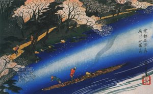 Poling a Raft on a River by Utagawa Hiroshige