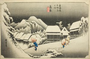 Kanbara: Evening Snow, from the series "Fifty-three Stations of the Tokaido" by Utagawa Hiroshige