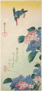 Kingfisher and Hydrangea by Utagawa Hiroshige