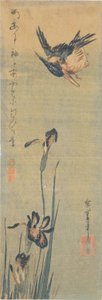 Kingfisher Flying Over an Iris by Utagawa Hiroshige