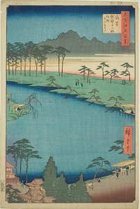 Kumano Junisha Shrine in Tsunohazu, Popularly Known as "Juniso", No.50 from the series "One Hundred Famous Views of Edo"