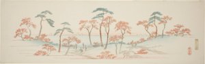 Maples at Kaianji Temple, from an Untitled Series of Famous Views of the Edo Suburbs by Utagawa Hiroshige