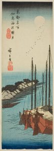 Misty Moonlight on the Shore at Tsukuda Island, from the series 