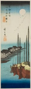Misty Moon over the Shore at Tsukuda Island, from the series 