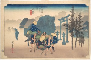 Morning Mist at Mishima by Utagawa Hiroshige