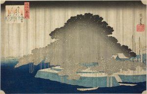 Night Rain at Karasaki, from the series "Eight Views of Omi" by Utagawa Hiroshige