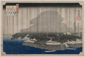 Night Rain at Karasaki, from the series Eight Views of Omi