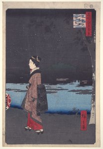 Night View of San’ya Canal, Matsuchi Hill, from the Series One Hundred Famous Views of Edo