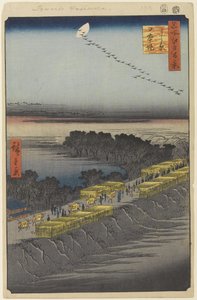 Nihon Embankment, Yoshiwara, No.100 from One Hundred Famous Views of Edo, 1857 by Utagawa Hiroshige