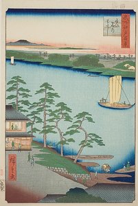Niijuku Ferry, No.93 from the series One Hundred Famous Views of Edo by Utagawa Hiroshige
