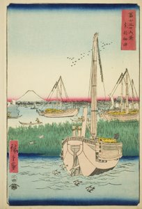 Off Tsukuda Island in the Eastern Capital, from the series Thirty-six Views of Mount Fuji by Utagawa Hiroshige