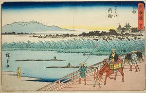 Okazaki: Yahagi River, No. 39, from the series Fifty-three Stations of the Tokaido, also known as the Reisho Tokaido