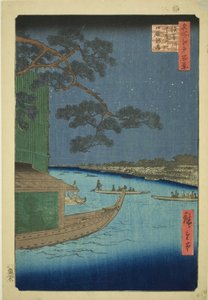 Pine of Success and Oumayagashi, Asakusa River, from the series "One Hundred Famous Views of Edo" by Utagawa Hiroshige
