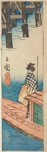Pleasure Boat at Ryogoku Bridge, section of a sheet from the series 