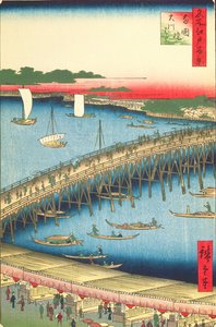 Ryogoku Bridge and the Great Riverbank, No.59 from One Hundred Famous Views of Edo, 1856 by Utagawa Hiroshige