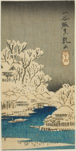 Sanya Canal and Matsuchi Hill, section of a sheet from the series Cutouts of Famous Places in Edo by Utagawa Hiroshige