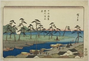 Shimizu Harbor in Suruga Province, from the series "Harbors of Japan" by Utagawa Hiroshige