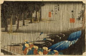 Spring Rain at Tsuchiyama by Utagawa Hiroshige