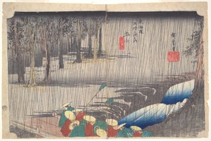 Spring Rain at Tsuchiyama, from the Series Fifty-three Stations of the Tōkaidō by Utagawa Hiroshige