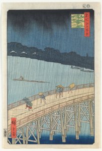 Sudden Shower Over Ohashi Bridge and Atake (One Hundred Famous Views of Edo series)