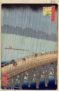 Sudden Shower over Shin-Ohashi Bridge and Atake, plate 58 from One Hundred Famous Views of Edo