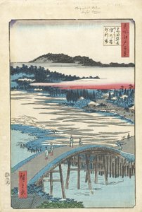 Sugatami Bridge, Omokage Bridge, and Jariba at Takata by Utagawa Hiroshige