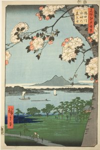 Suijin Shrine and Massaki on the Sumida River, from the series "One Hundred Famous Views of Edo"