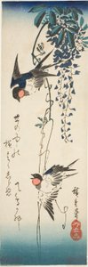 Swallows and Wisteria by Utagawa Hiroshige