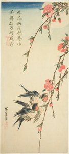 Swallows, Peach Blossoms, and Full Moon
