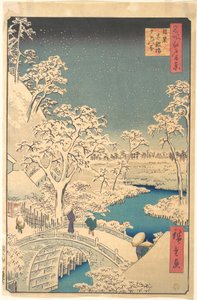 Taiko Bridge, Meguro, on a Snowy Evening by Utagawa Hiroshige