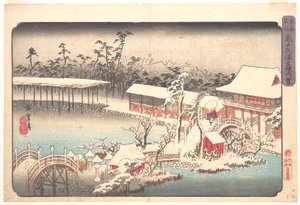 Tenmangū Shrine at Kameido in Snow by Utagawa Hiroshige