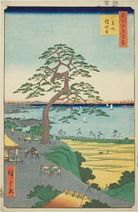 The Armor-hanging Pine at Hakkeizaka (Hakkeizaka Yoroikakematsu), No.26 from the series "One Hundred Famous Views of Edo" by Utagawa Hiroshige