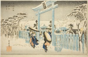 The Gion Temple in Snow (Gionsha setchu), from the series Famous Places in Kyoto by Utagawa Hiroshige
